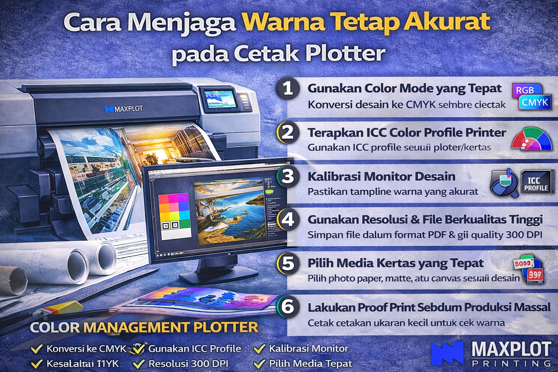 Cara Menjaga Warna Tetap Akurat pada Cetak Plotter - Maxplot Printing